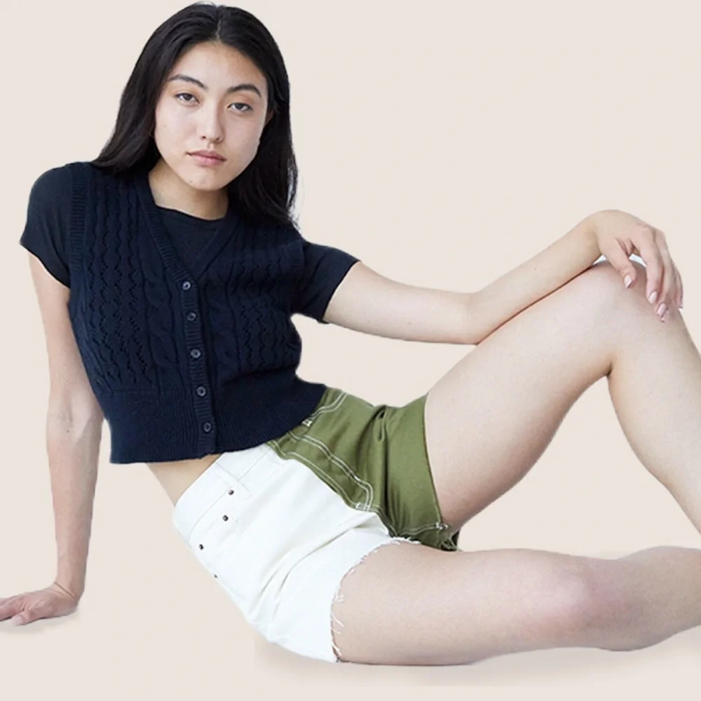 PacSun Olive Spliced Ultra High Waisted Vintage Denim Shorts | Size 23